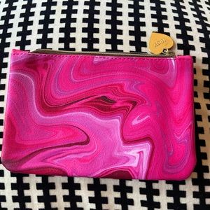 Brand Hot New Pink Swirl Ipsy Makeup Bag with Gold Heart Zipper Pull